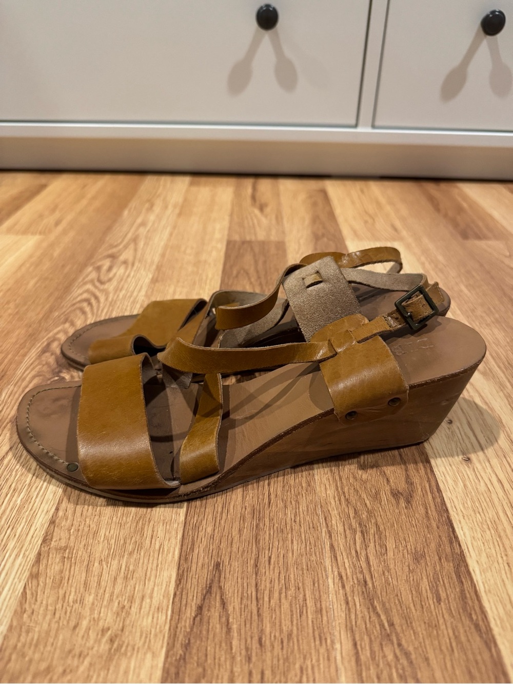 Diba True Wedge Heeled Leather Sandals